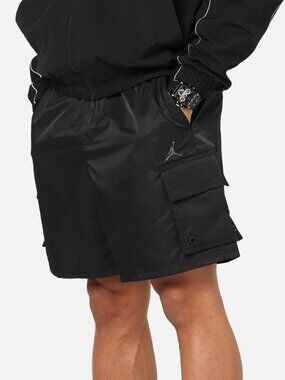 Jordan Brooklyn Mens Cargo Shorts Woven Twill Black Large